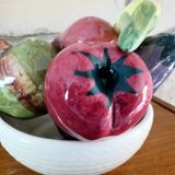 Coupe de fruits et légumes céramique trompe l'oeil mid-century