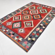 6x9 Red & Grey Orientel Large Kilim Rug, Vintage Wool Kilim Rug, 170x267Cm