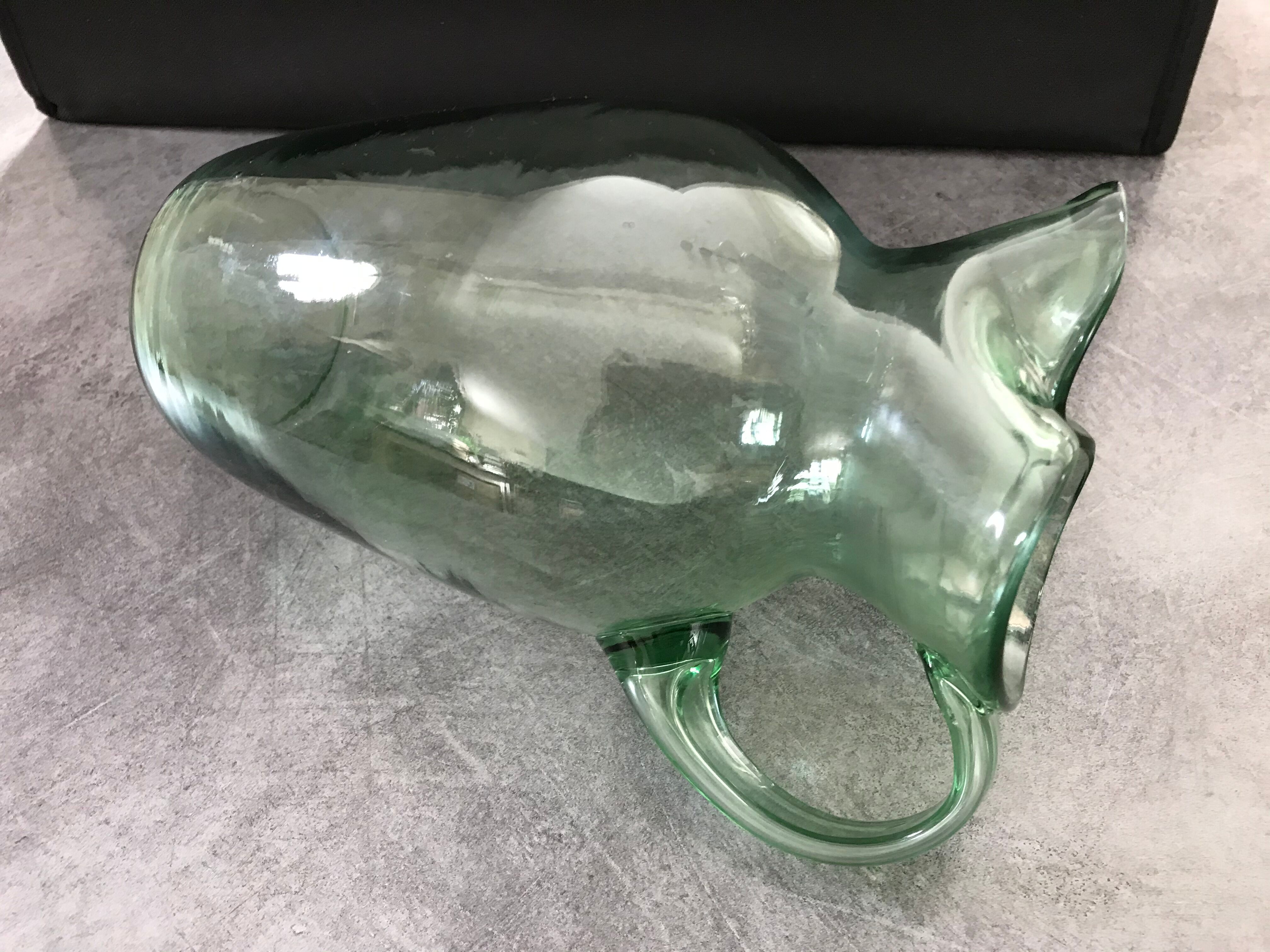 Broc vintage in glass green 25 cm