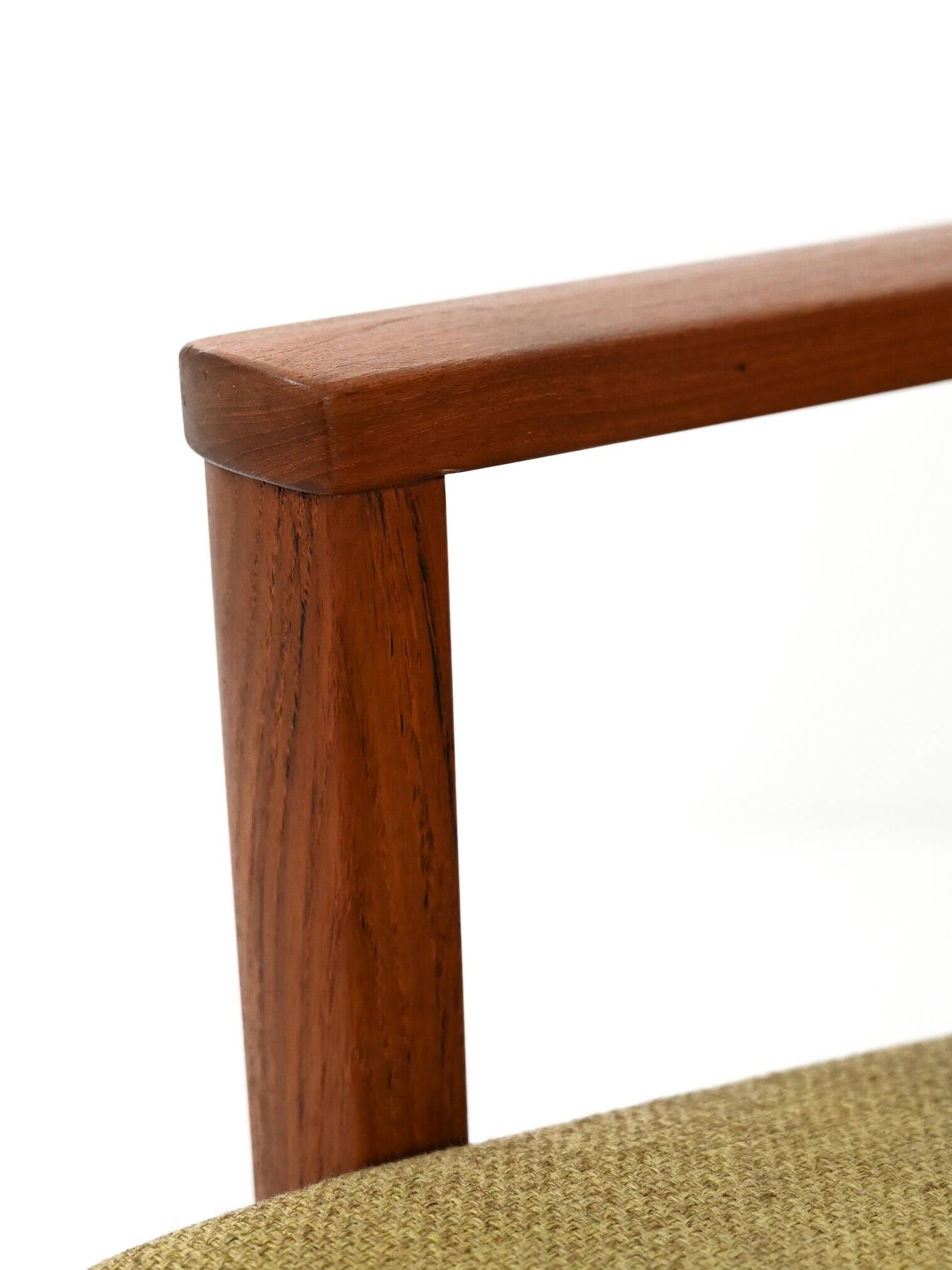 Pair of Danish teak armchairs with green upholstery