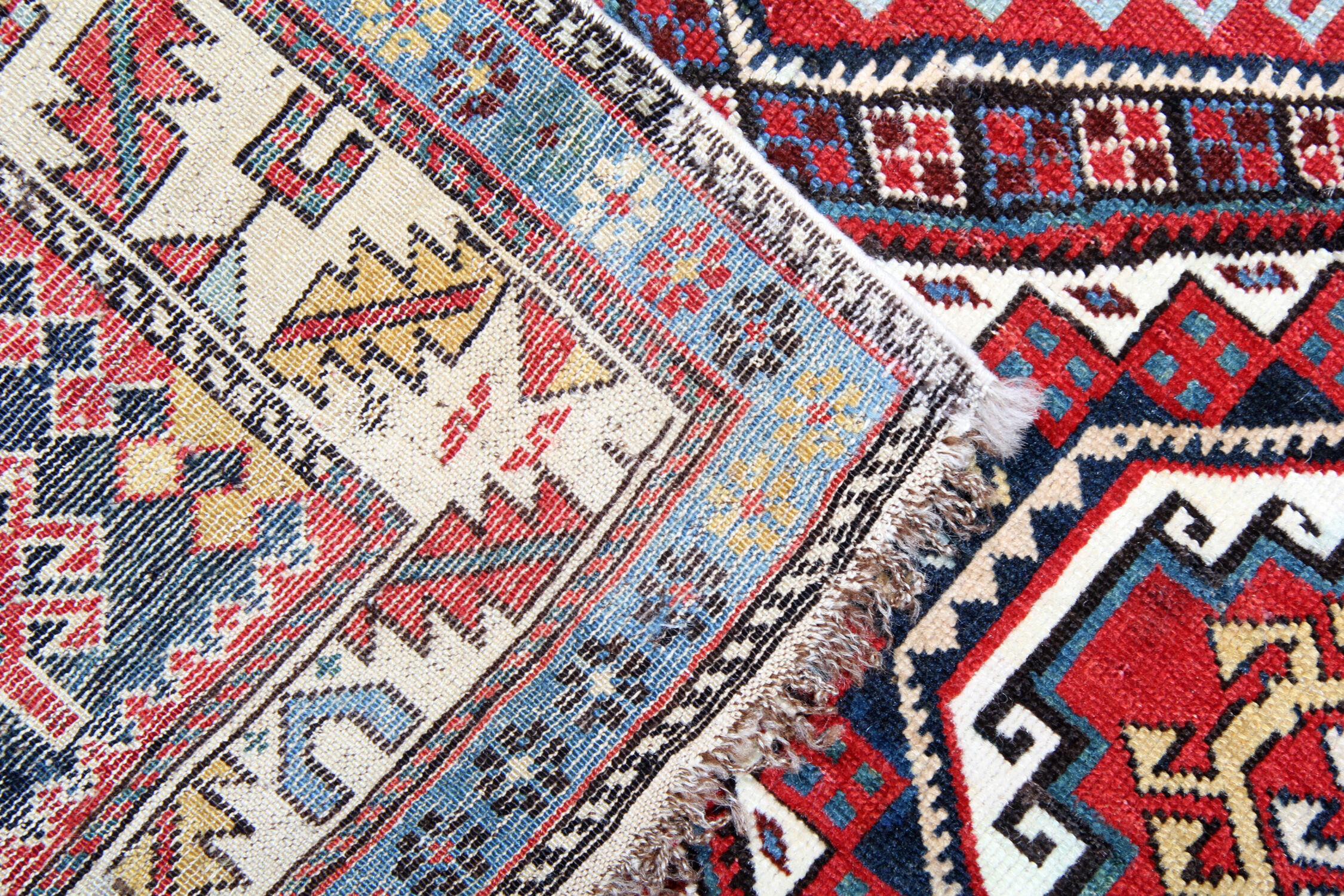 Antique shirvan area rug traditional wool tribal geometric azerbaijan carpet- 120x165cm