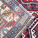 Antique shirvan area rug traditional wool tribal geometric azerbaijan carpet- 120x165cm