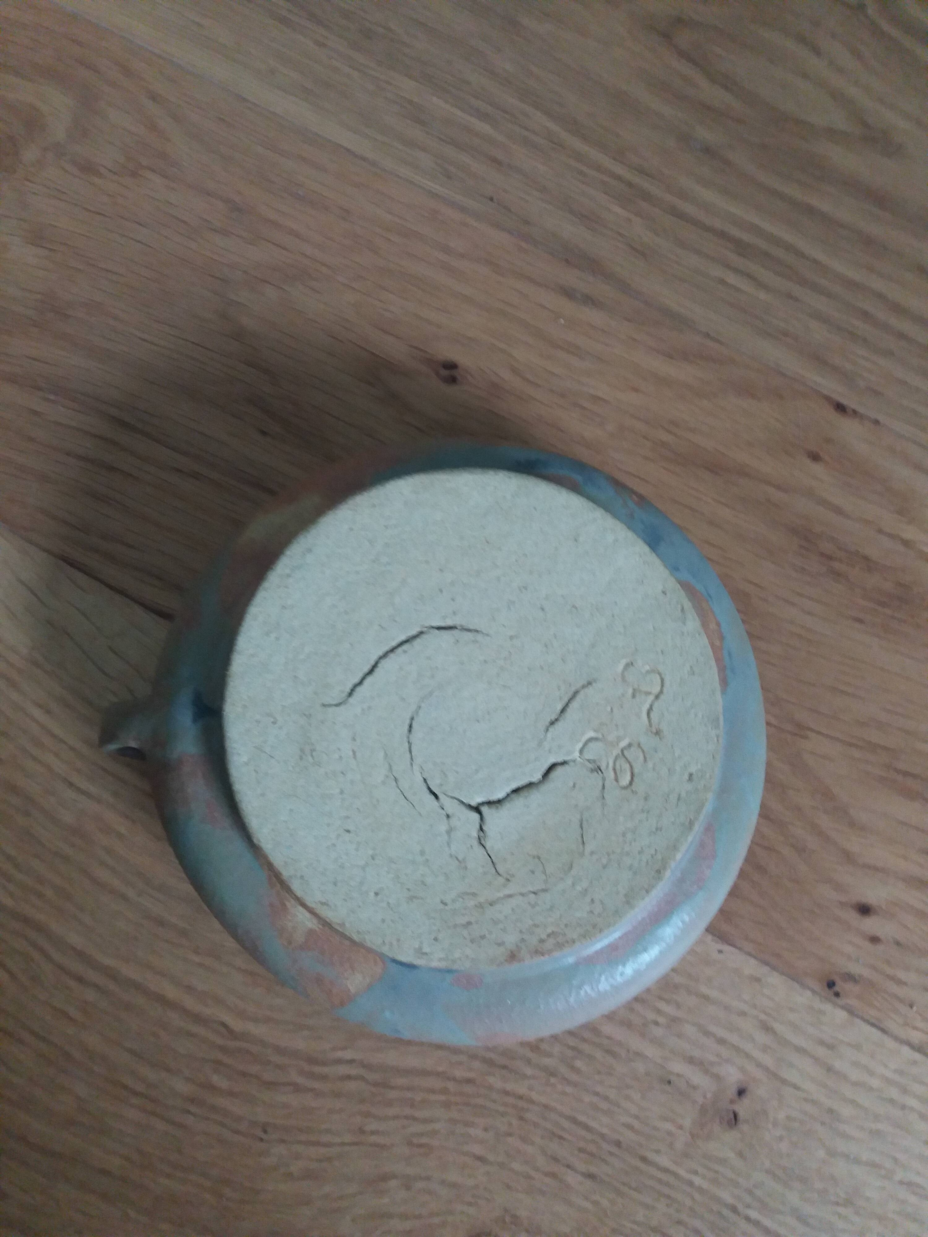 Ceramic cellar rat candle holder signed