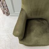 Green velvet tub chair