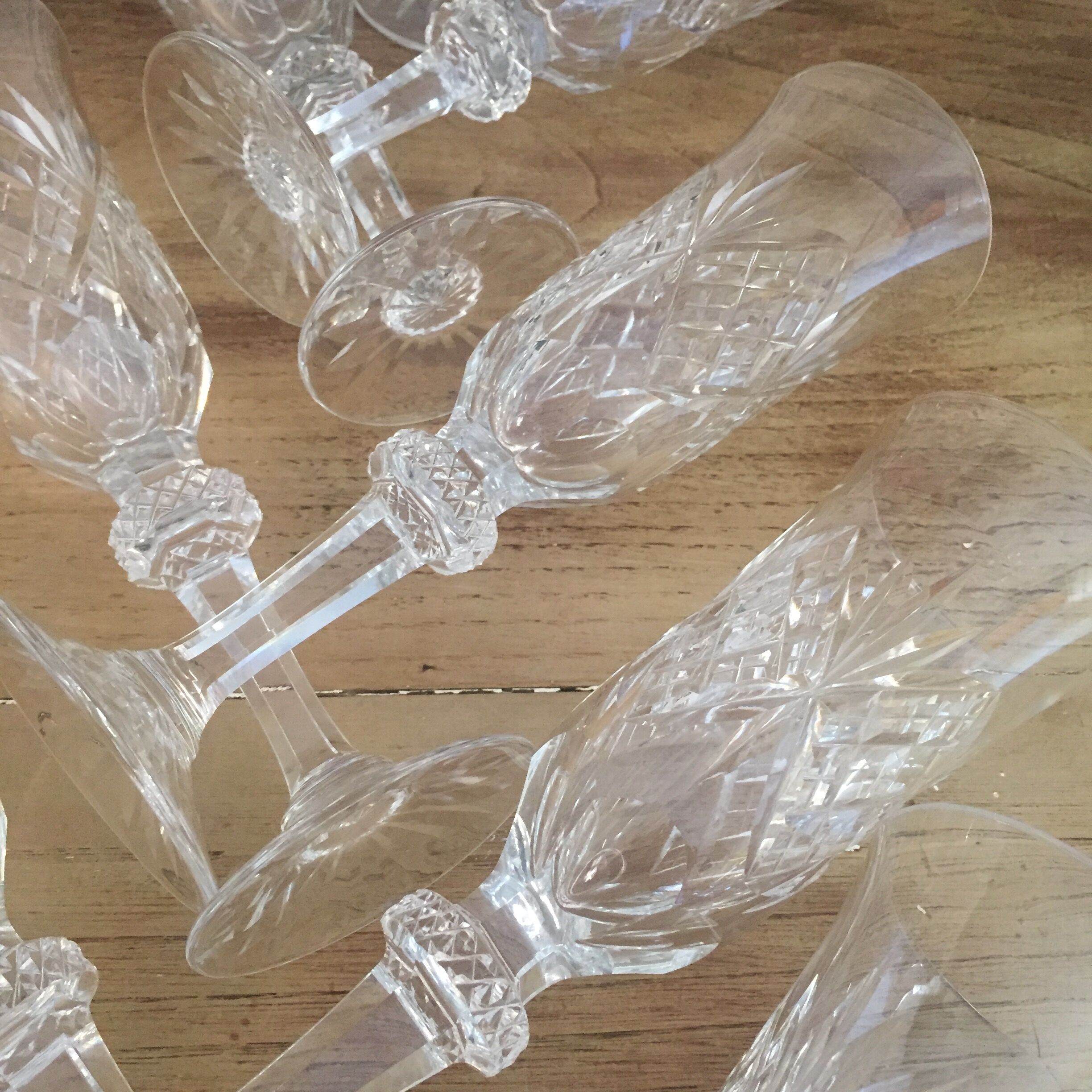 Set of 10 crystal flutes