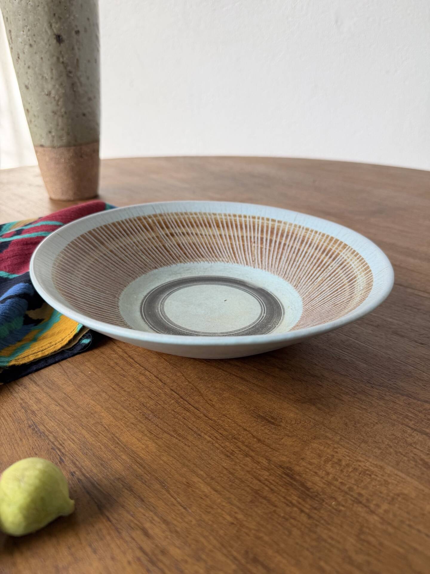 Blue stoneware plate Dominique Guillot Vallauris 1960