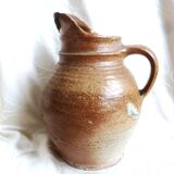 Old stoneware farm jug; stoneware pitcher for water, wine, cider...