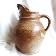 Old stoneware farm jug; stoneware pitcher for water, wine, cider...