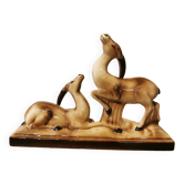 Couple d'antilopes art déco en céramique