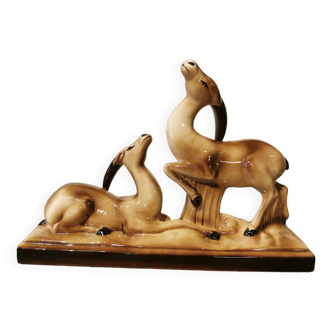 Couple of art deco ceramic antelopes