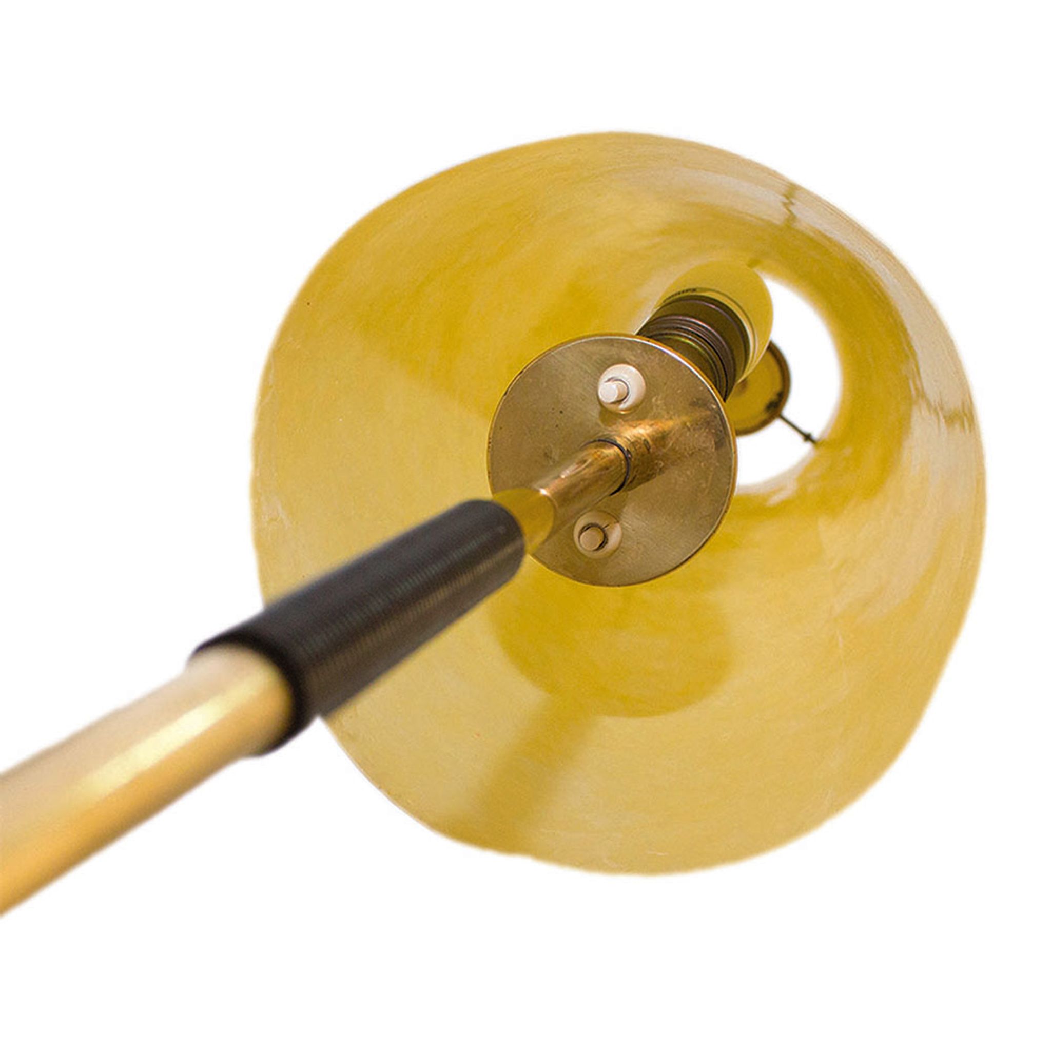 Mid-Century brass floor lamp with fiberglass shade, 1950 s, Germany