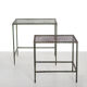 Set of two green Mathieu Matégot side tables, 1950s