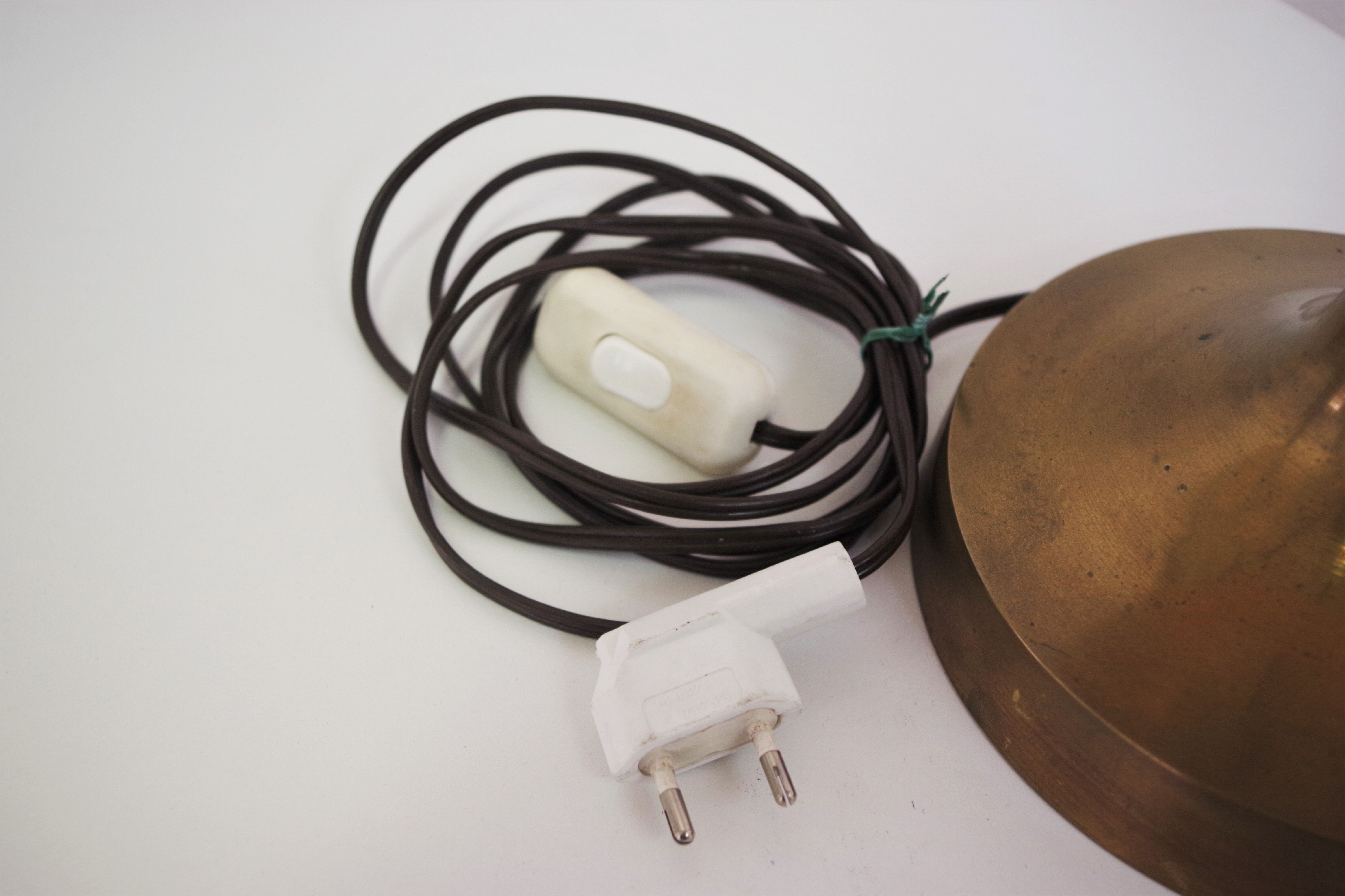 Mahogany Hat Lamps, Brass and Cotton of Abat Day, 1950s, Set of 2