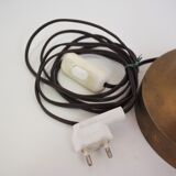 Mahogany Hat Lamps, Brass and Cotton of Abat Day, 1950s, Set of 2