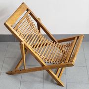 Chaise longue enfant en bambou & hêtre vintage 1950