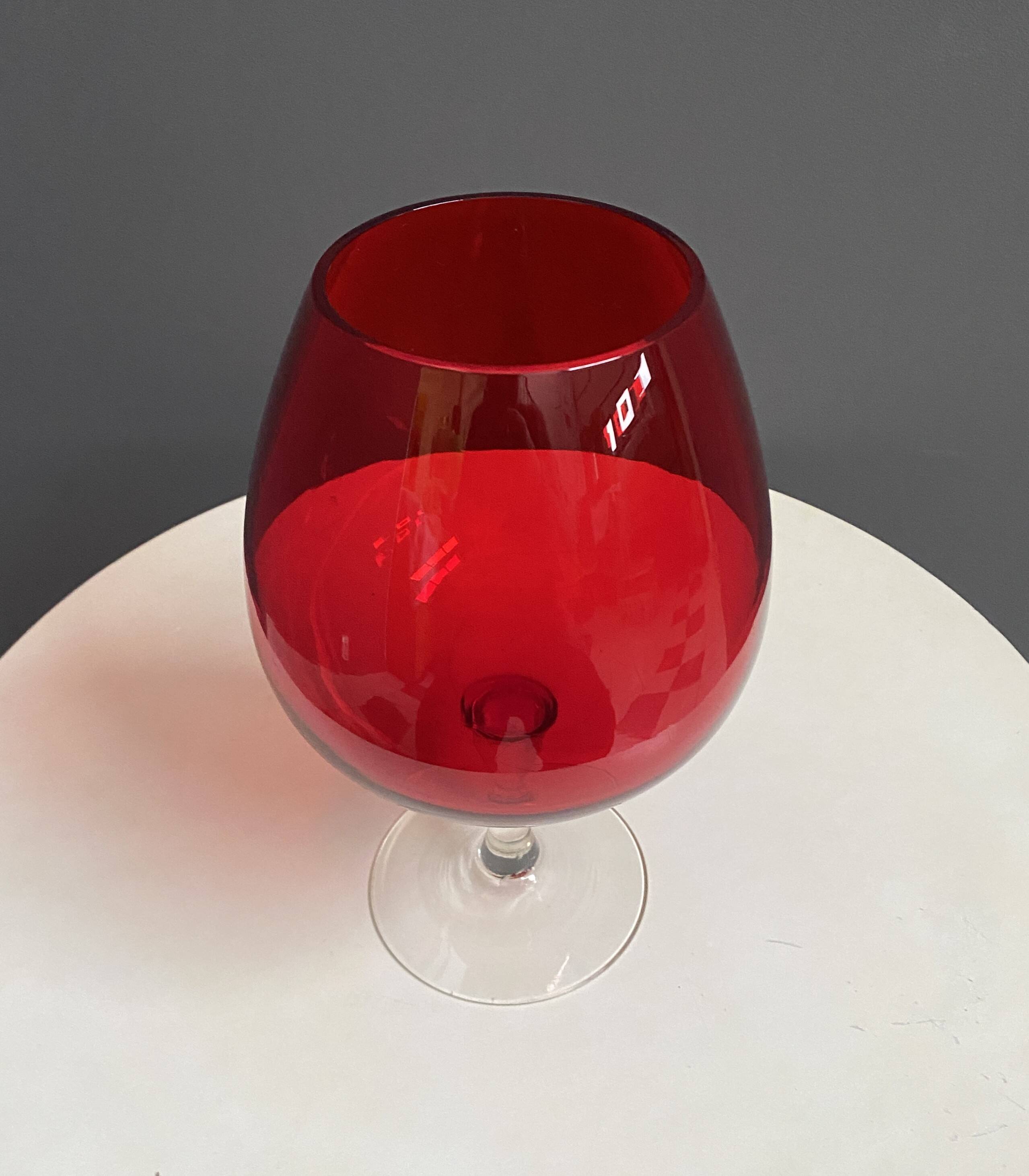 Empoli red large glass shape vase 1960s