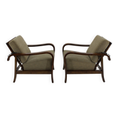 Paire de fauteuils Art Déco des années 1930, finition noyer, Tchécoslovaquie