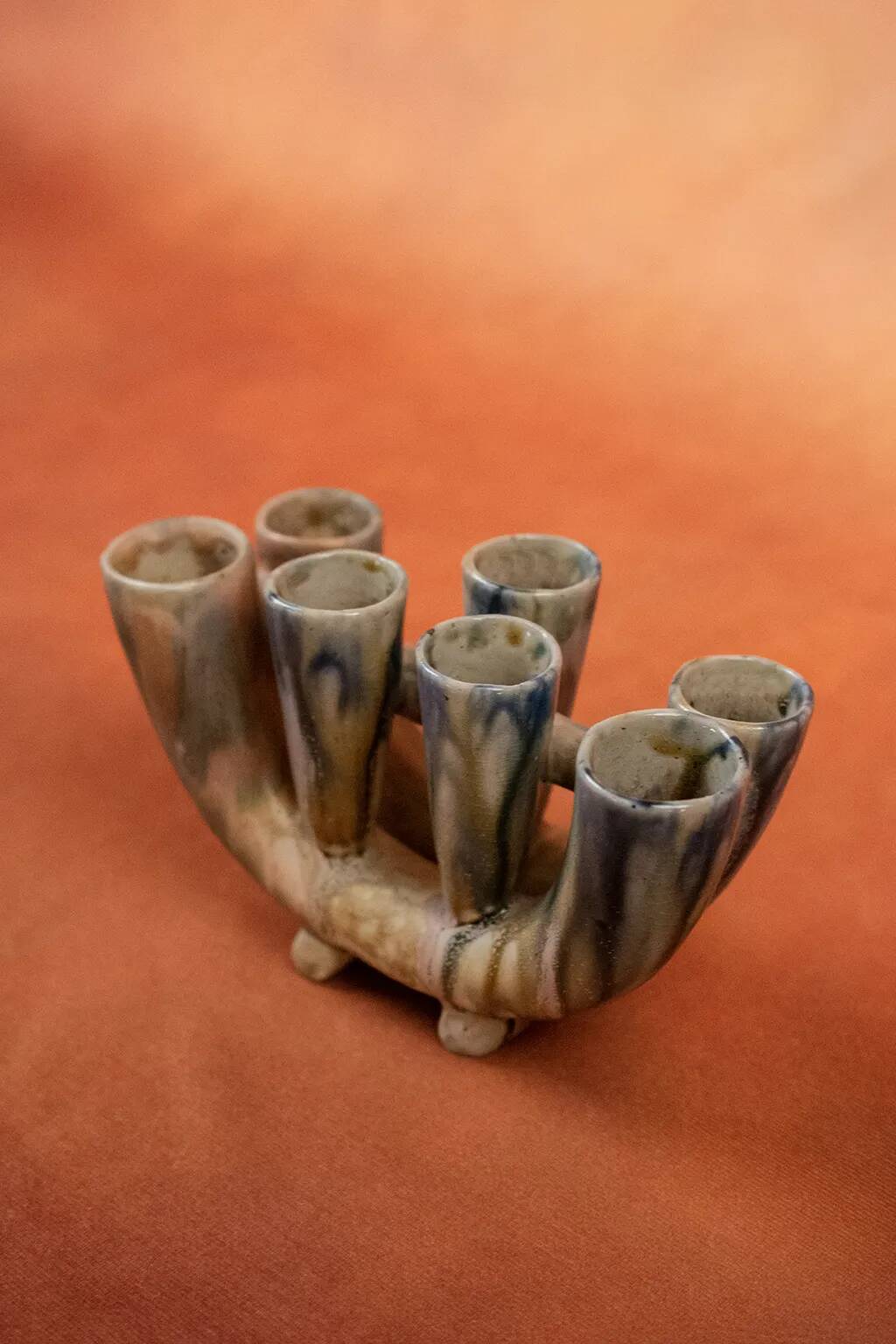 Art Nouveau flower pot in flamed stoneware by Charles Greber