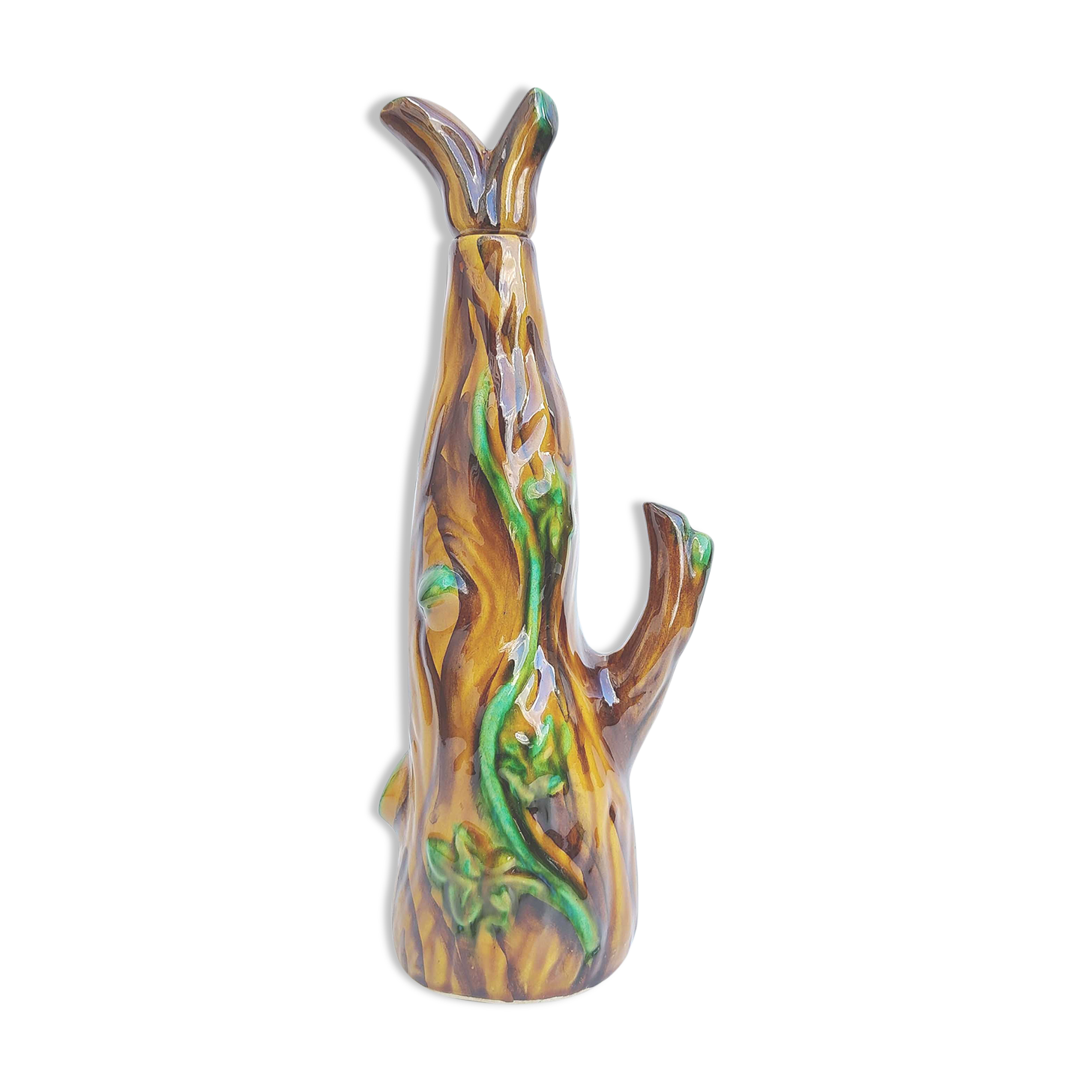 Vallauris ceramic decanter bottle tree trunk style