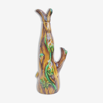 Vallauris ceramic decanter bottle tree trunk style
