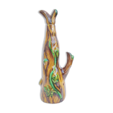 Bouteille carafe Vallauris céramique façon tronc arbre