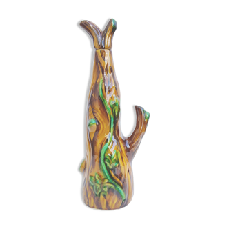 Vallauris ceramic decanter bottle tree trunk style