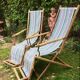 Pair of 19th-century wooden deck chairs with pegged frames and wrought iron