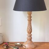 Carved wood lamp