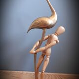 Brass pink flamingo