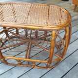 Table basse en rotin vintage