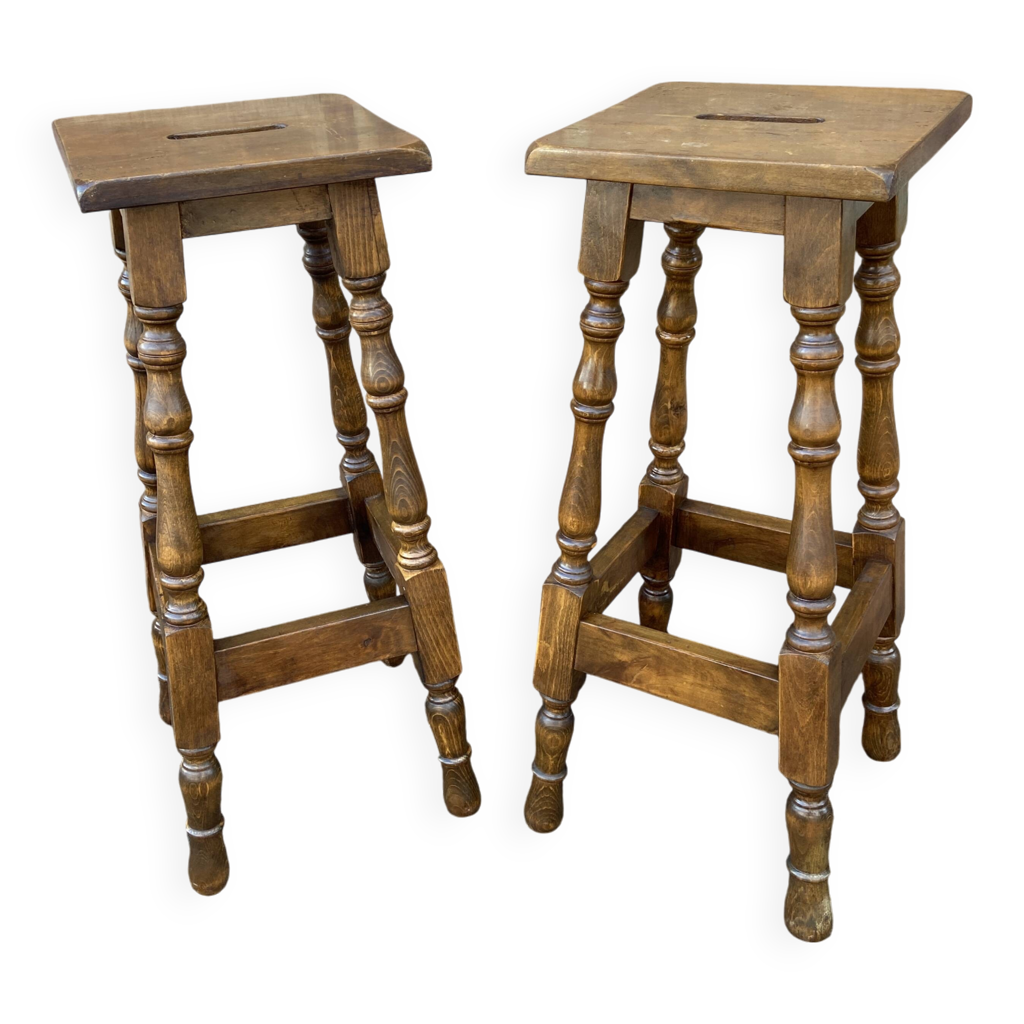 paire de Tabourets de bar bois vintage