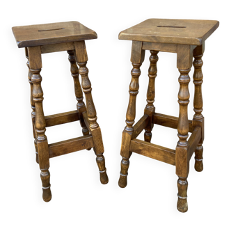 paire de Tabourets de bar bois vintage