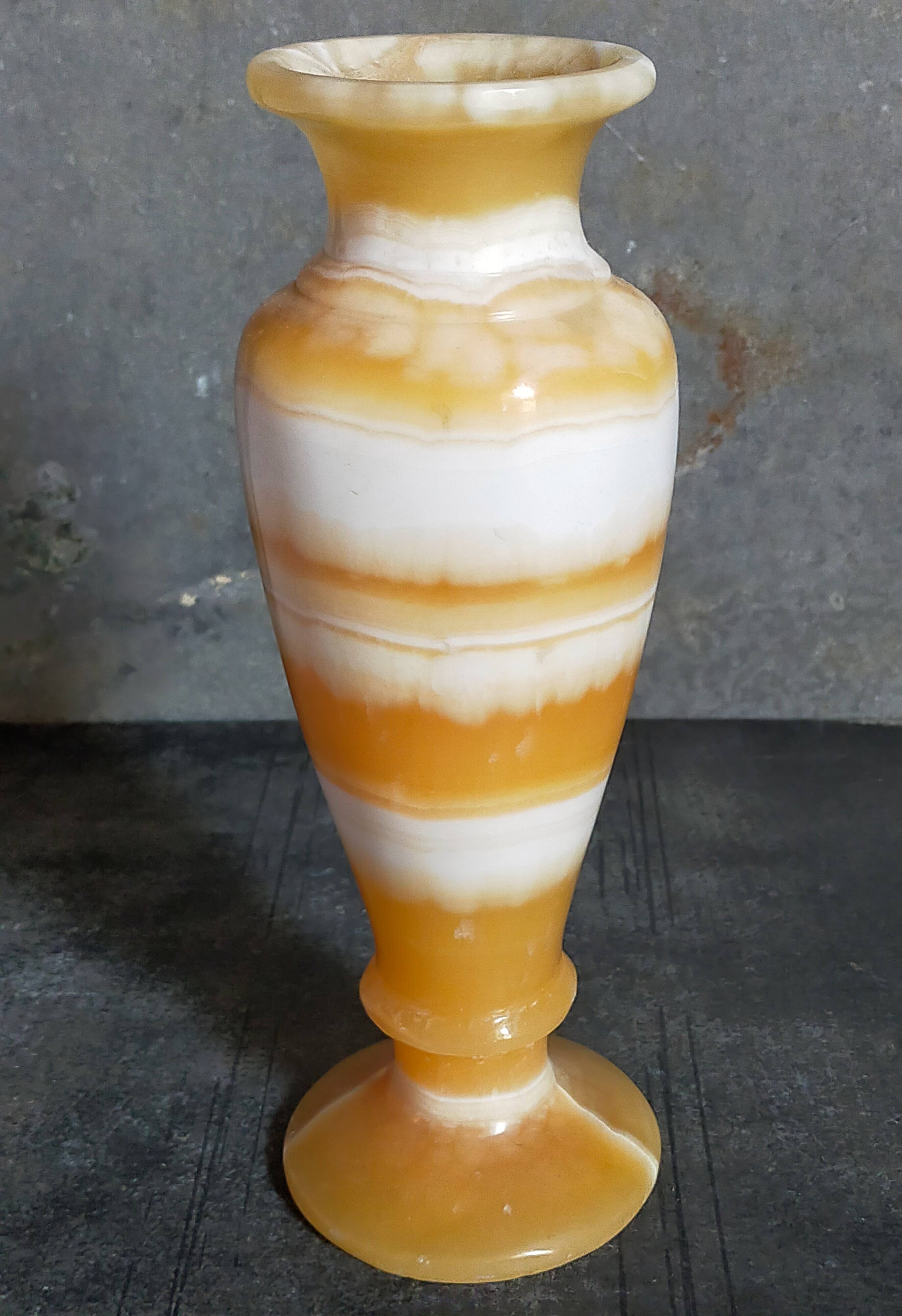 Baluster vase in real vintage honey onyx stone 25 cm