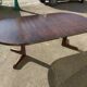 Round extendable wooden table - year 1960 - 110cm to 210cm