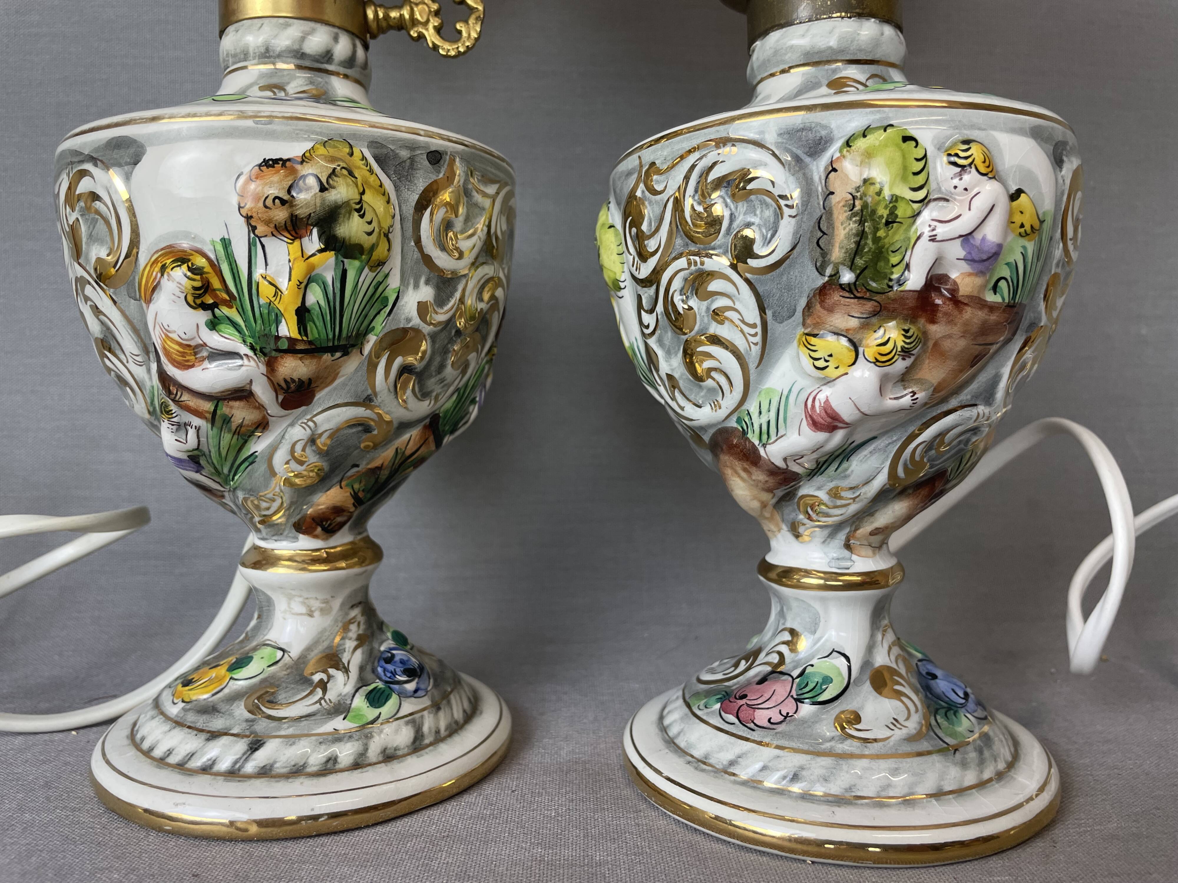 Pair Portuguese porcelain table lamps limited numbered by Alconaca