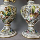 Paire de lampes de table en porcelaine portugaise limitée et numérotée par Alconaca