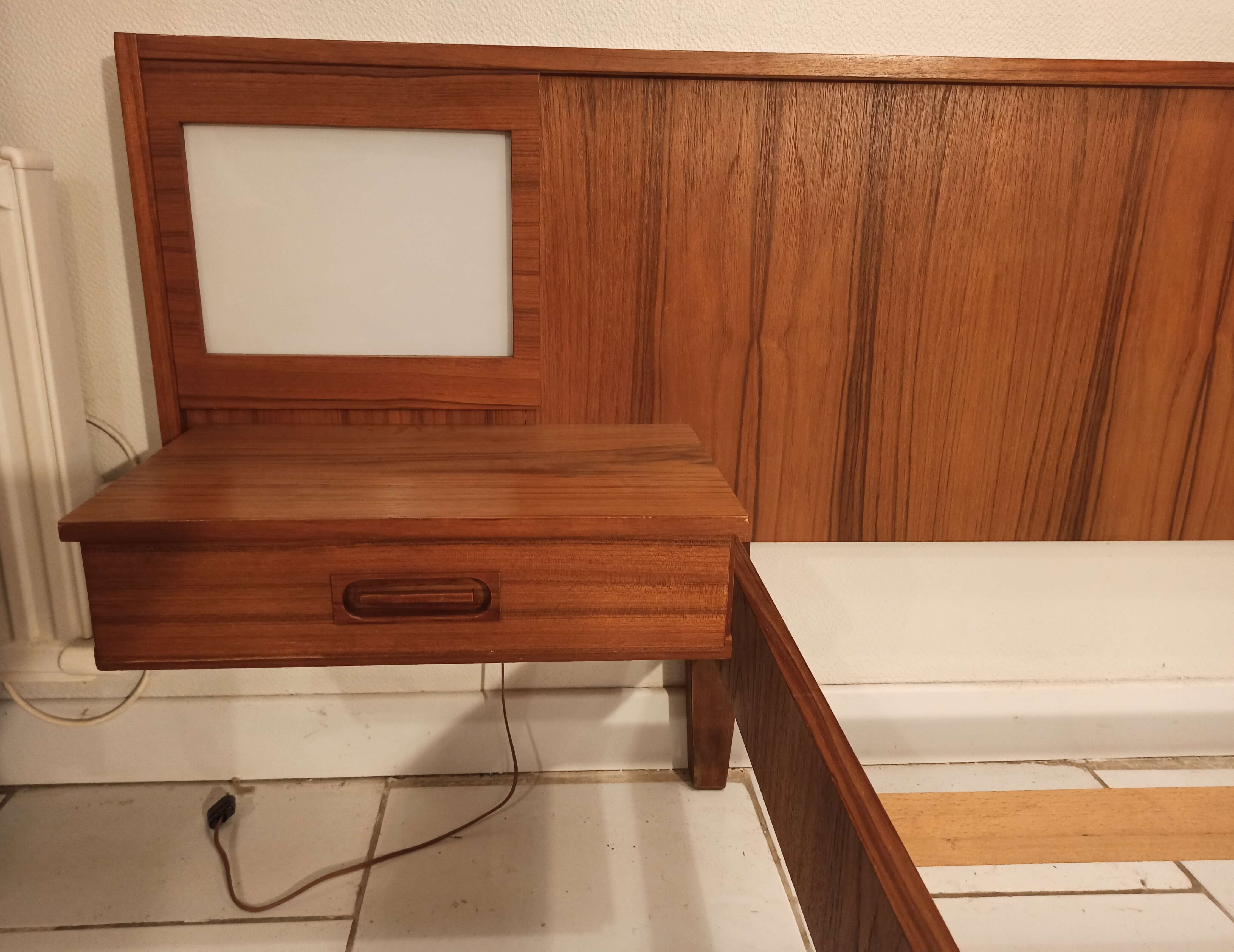 Vintage Scandinavian bed 2 seater 1960s