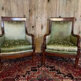 Pair of empire style mahogany shepherdesses.