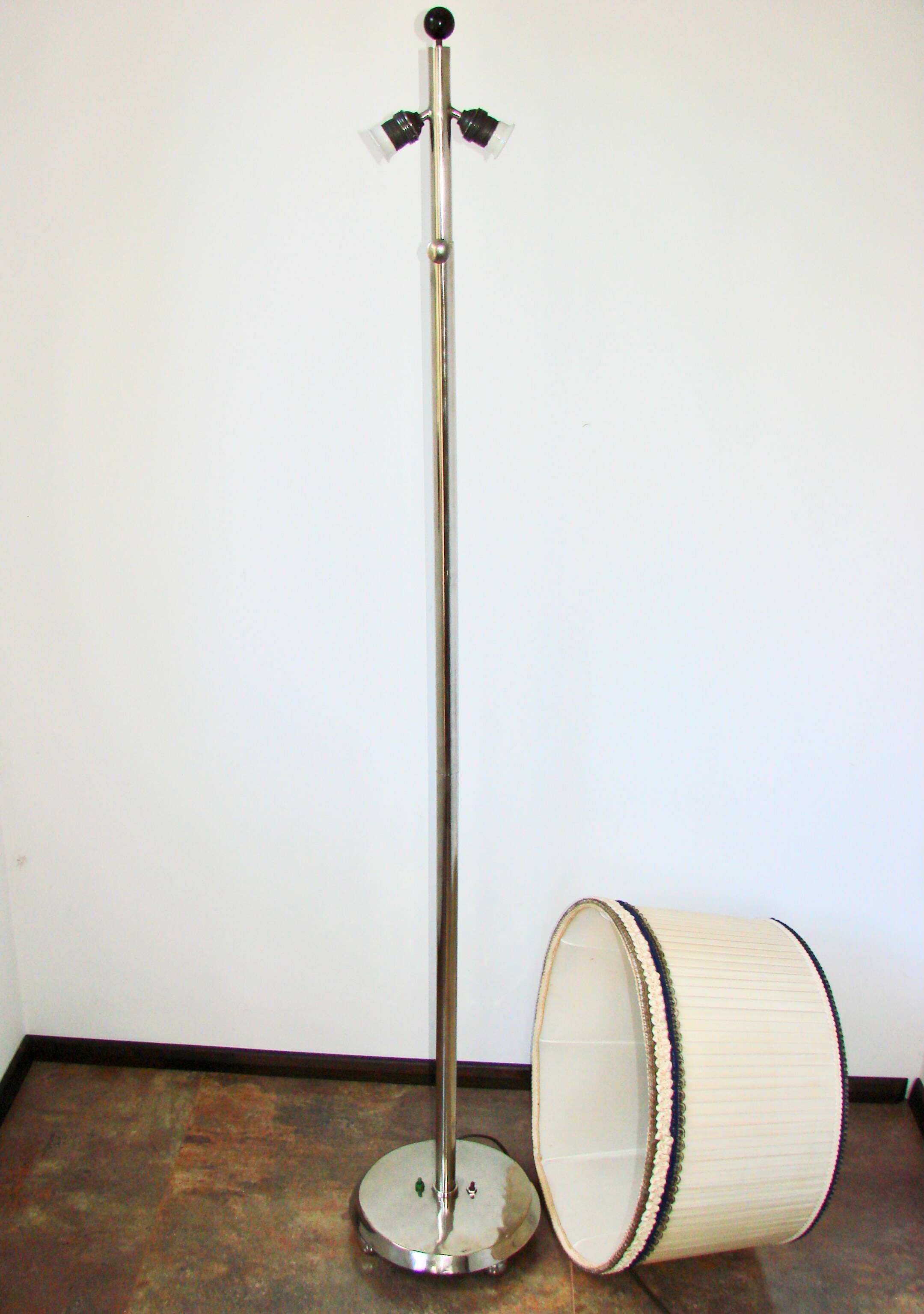 Art Deco floor lamp, 1930s, nickel-plated steel