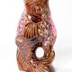 Vallauris fish pitcher vase from the 60s, amber and pink