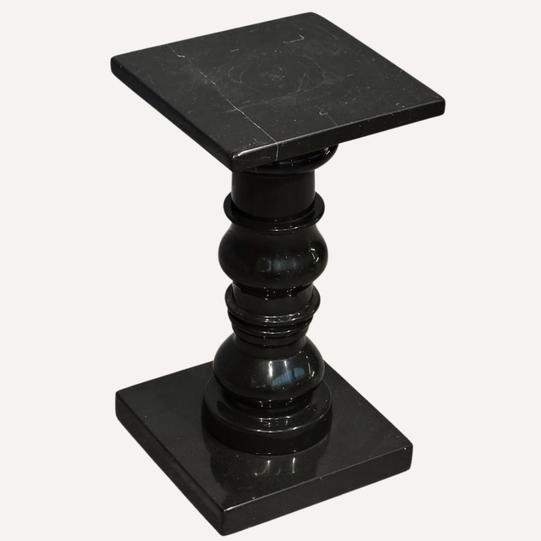 Vintage black natural stone "marble" pedestal or side table