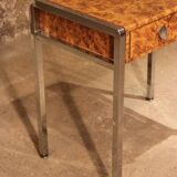 Small desk vanity 70 walnut burl chrome base