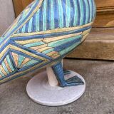 Pelican sculpture in cloisonné enamel ceramic by Émile Masson circa 1960