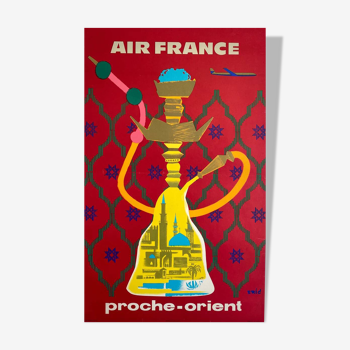 Affiche original Air France Proche-Orient par Eric - Petit Format - On linen