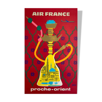 Affiche original Air France Proche-Orient par Eric - Petit Format - On linen