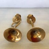 Pair of small brass heart candlesticks