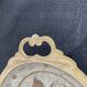 Antique chiseled brass cup - empty pocket - gold - gold color - painted birds - France