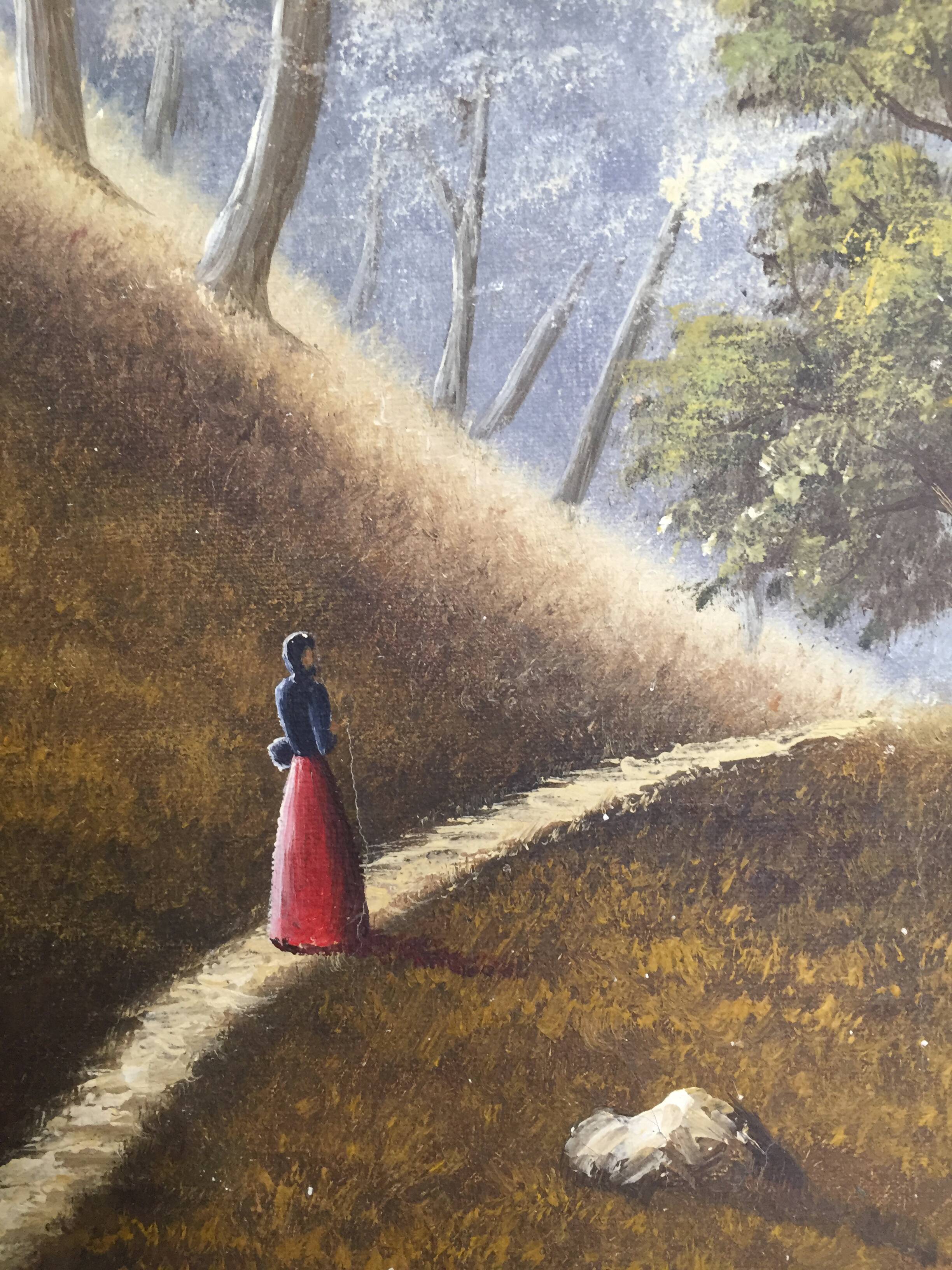 Solitary walker in the forest