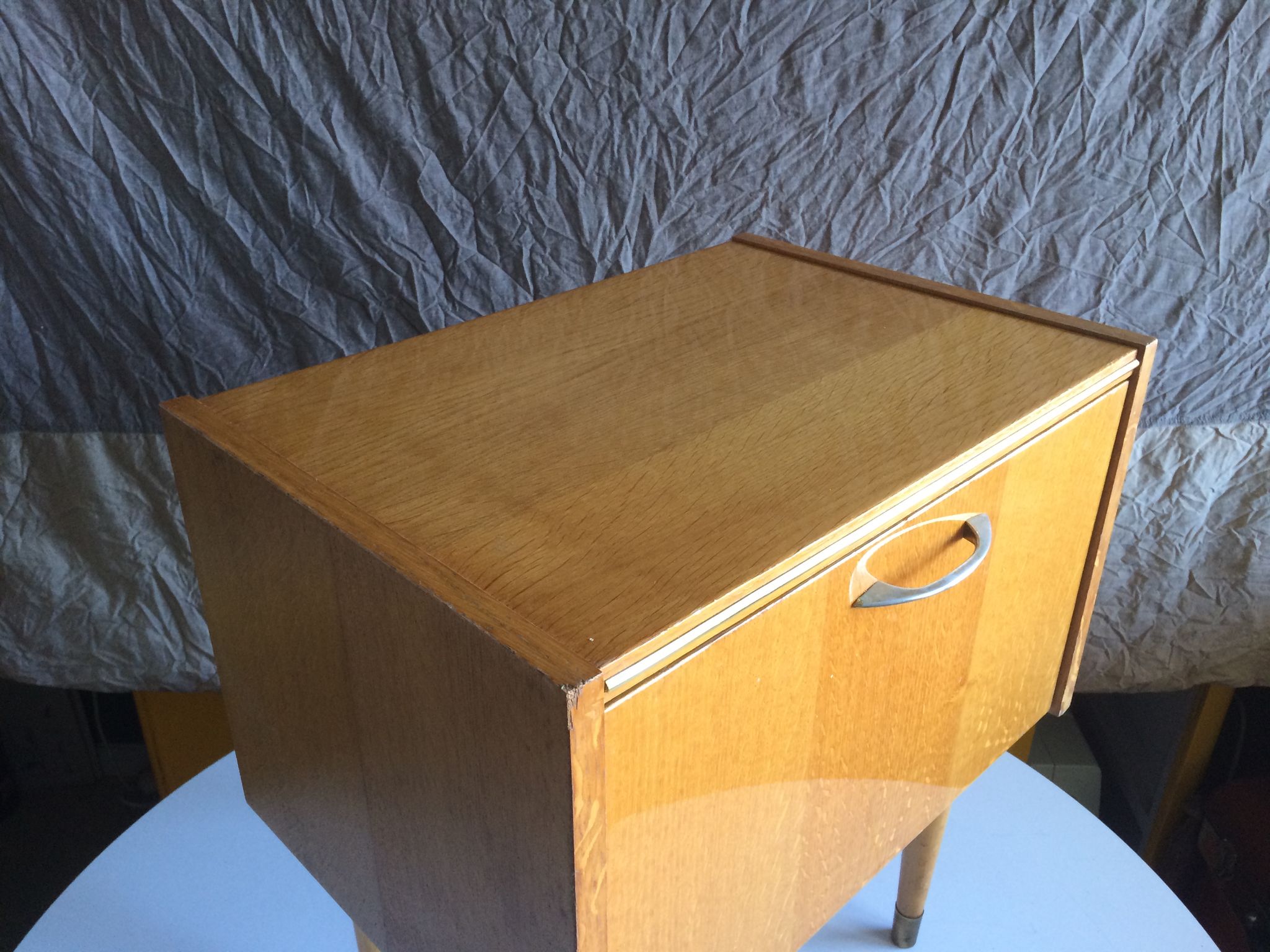 French vintage bedside in varnished blond wood 60