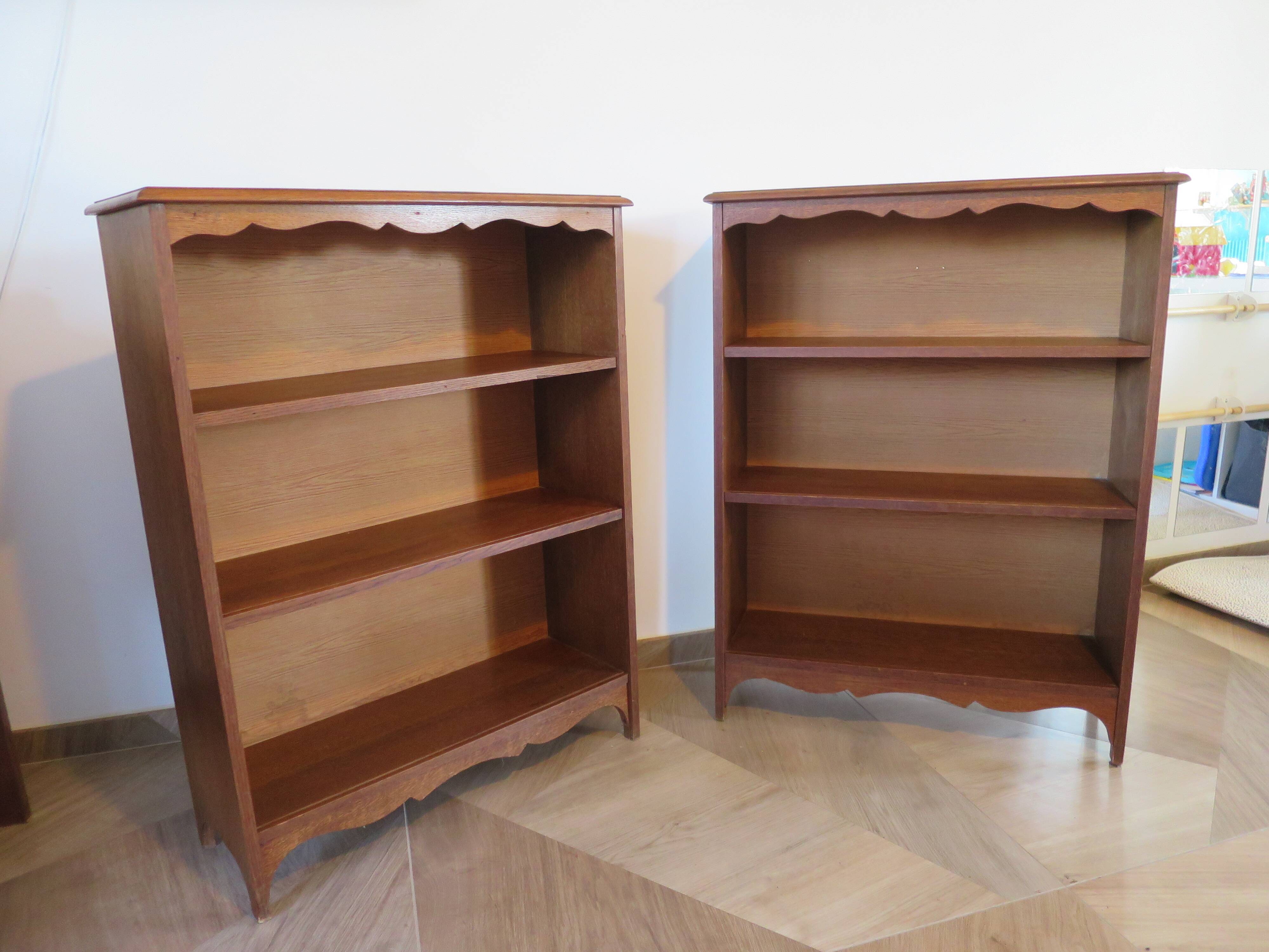 Set of 2 bibus 3 levels - oak color - bookcase shelves